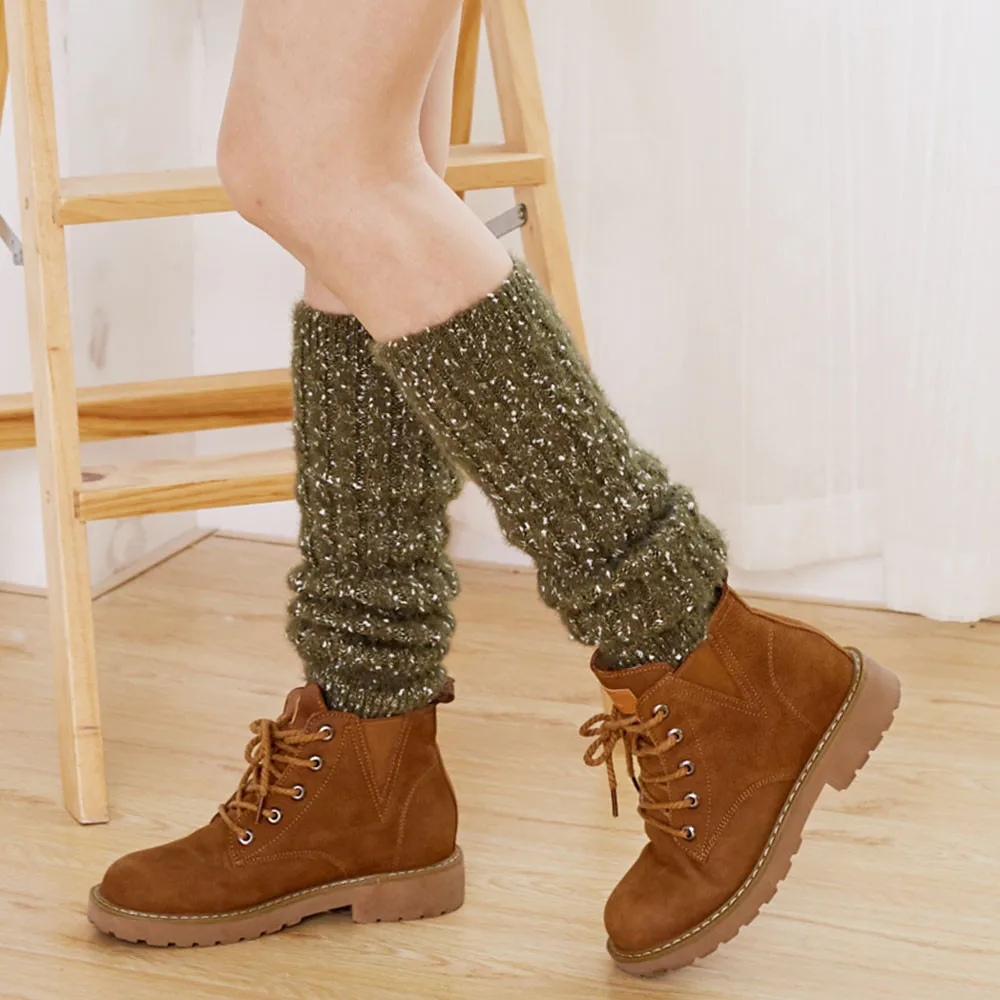 New Brand Leg Warmers Knee High Socks Fashion Wool Leggings 5 Colors Cable knitted Womens casual Thick warm tops for woman 1Pair