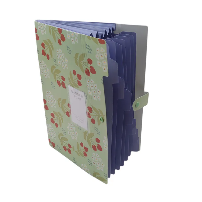 1PC Fresh Flowers Filing Production Folder Multifunctional 8 Mezzanine Document Folder School Office Supply