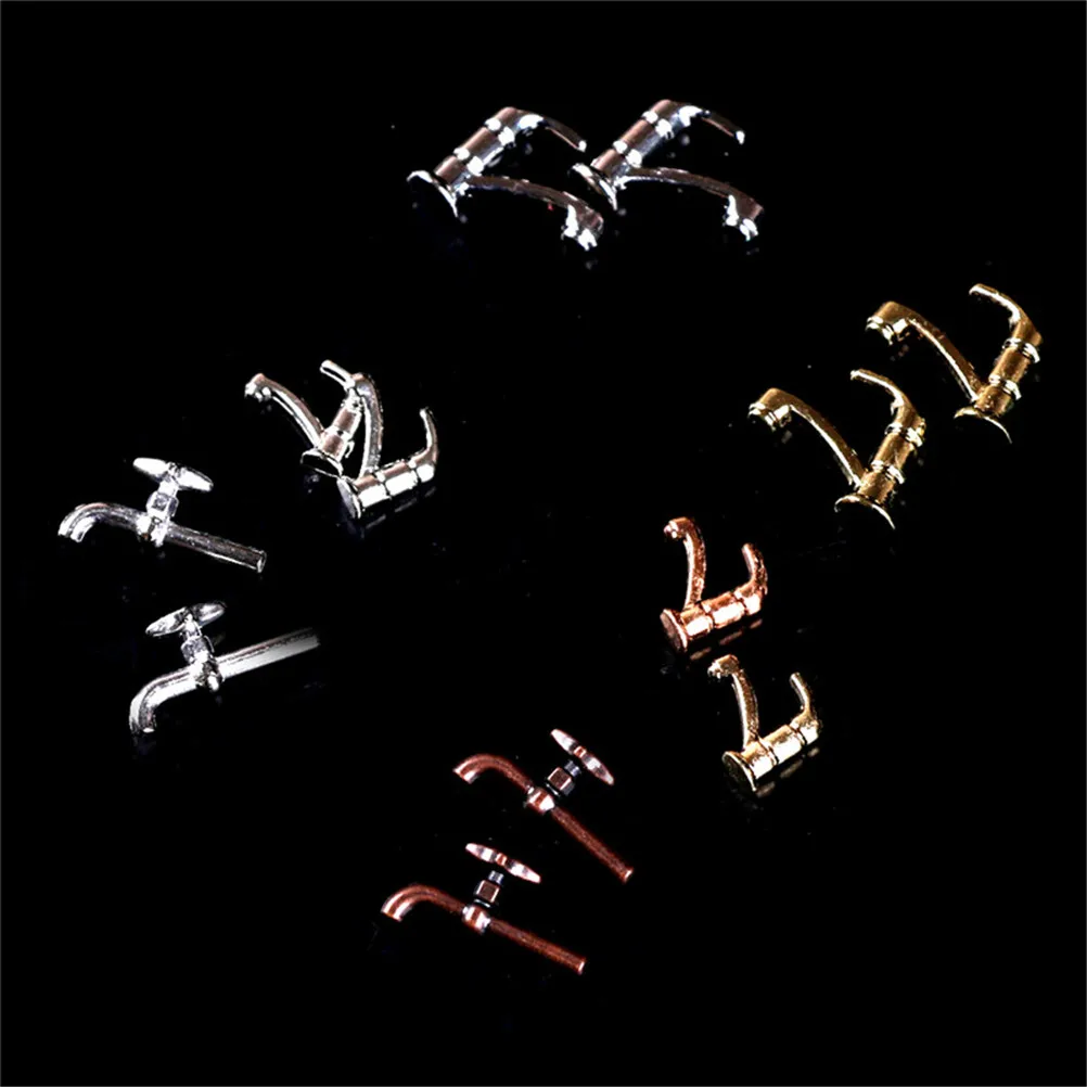 

2PCS/lot Plastics Metal Water Tap Faucet Dollhouse Miniature Faucet Dollhouse Bathroom Accessories DIY 1:12 Miniature