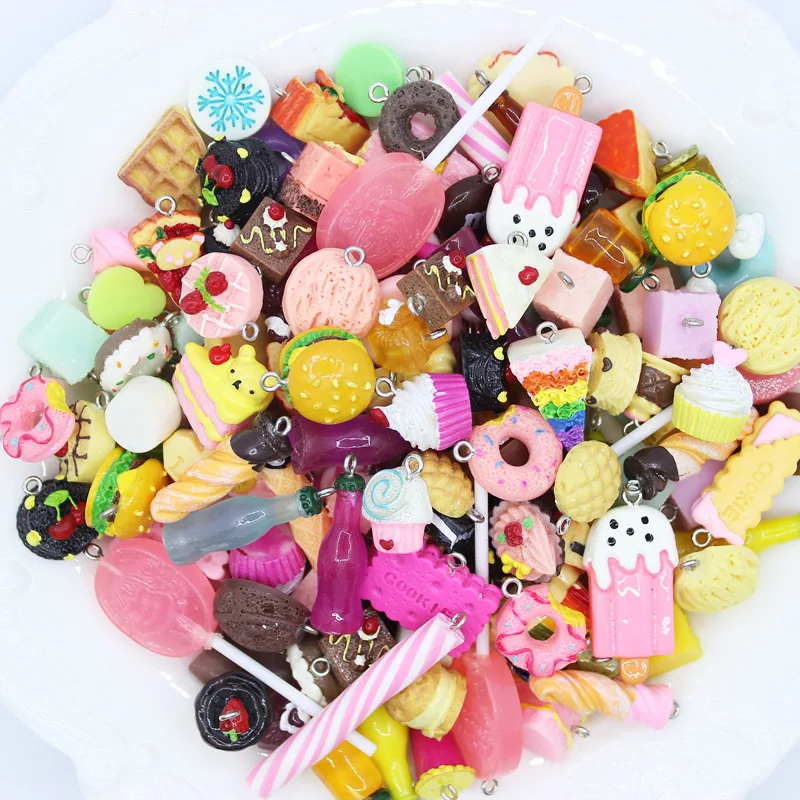 Assorted Design 50pcs/Lot 3D Kawaii Resin Plastic Pendant Charms DIY