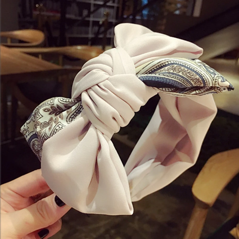 

Women Bow Bowknot Headband Twist Hairband Headwear Hair Band Chic Hoop Patchwork Sweet Harajuku Korean Non-slip Girls Vintage