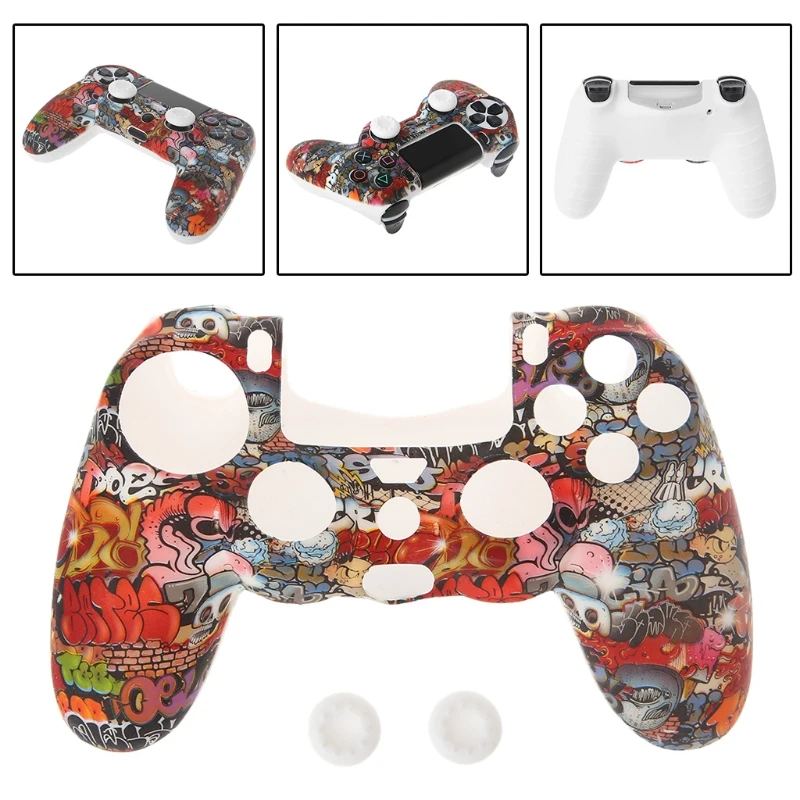 

Gamepad Controller Protective Cover Silicone Sleeve Guard + 2 Grip Caps For PS4