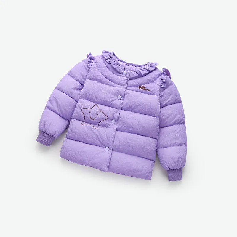 BibiCola/теплая куртка для новорожденных девочек; зимняя теплая пуховая верхняя одежда для маленьких девочек; плотные пуховые парки для маленьких девочек; верхняя одежда - Цвет: purple