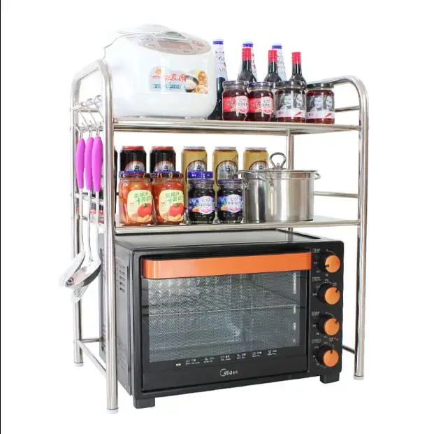 

Kitchen rack microwave oven shelf double layer stainless steel oven rack 2.