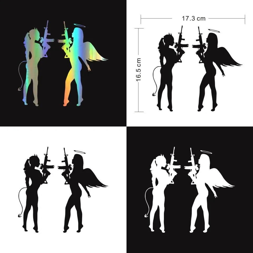 Cunymagos Sexy Angel Face Devil Girl Car Stickers Vinyl Decals Covering The Body BlackSilver Car Styling Car Decal Stickers 17.316 (2)
