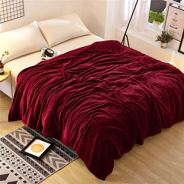Благородное вино с красным чисто серым норковым рождественским подарком, одноцветное постельное одеяло, Флисовое одеяло s для кровати, покрывало 200x230 см - Цвет: 08