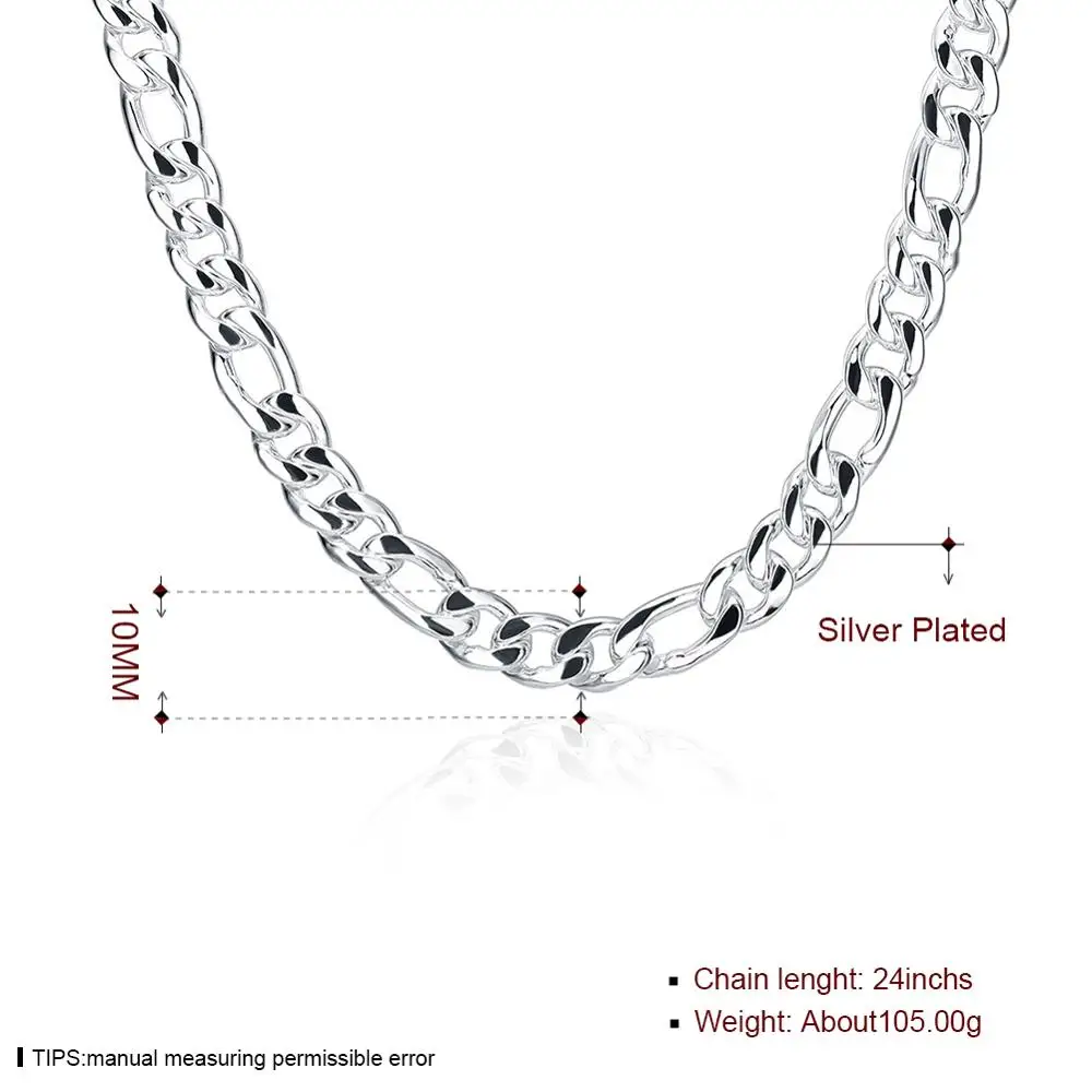 Высокое качество 10 мм 2" 55 см хип-хоп мужское ожерелье s 925 пробы серебряные ювелирные изделия State men t ожерелье для мужчин