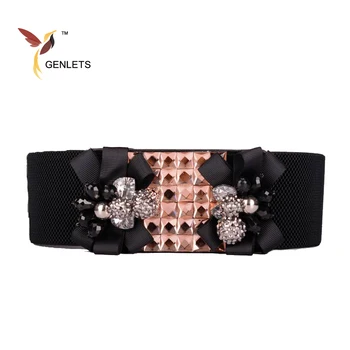 

2017 new winter dresses elastic belt for women fashion design women belt good quality rhinestone waistband