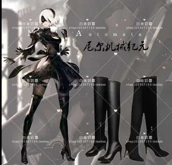 

Nier Automata Boot Cosplay Shoe Women High Quality Anime Role Play 2B High Heels Shoe Halloween Girls