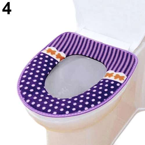 Home Bathroom Polka Dot DIY Toilet Seat Mat Soft Warm Cover Lid Protect