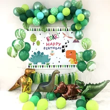 Большой динозавр вечерние тема зеленый шар из латекса ходьбы сафари Шары Баннер гирлянда для детей мальчик Baby Shower День Рождения Декор