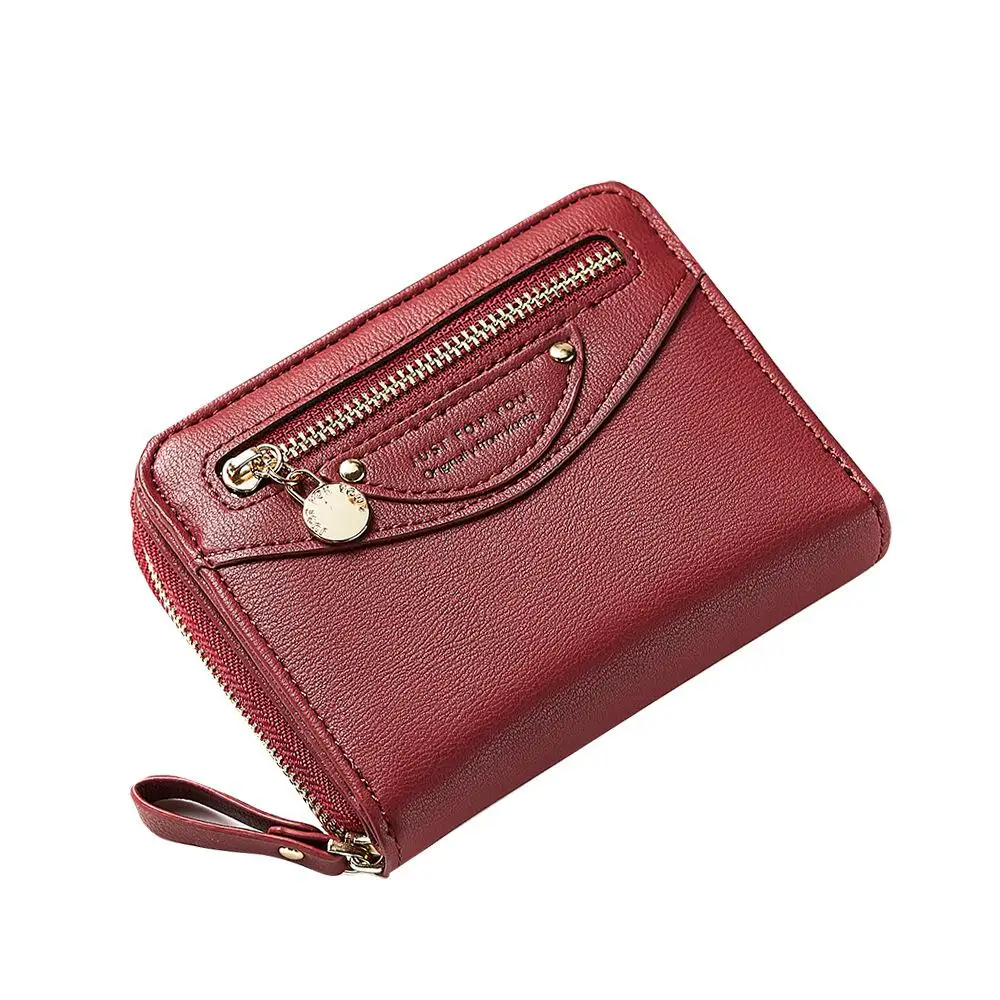 New Women Wallets Short Wallet Ladies Zipper Buckle Hollow Leaf Purse
