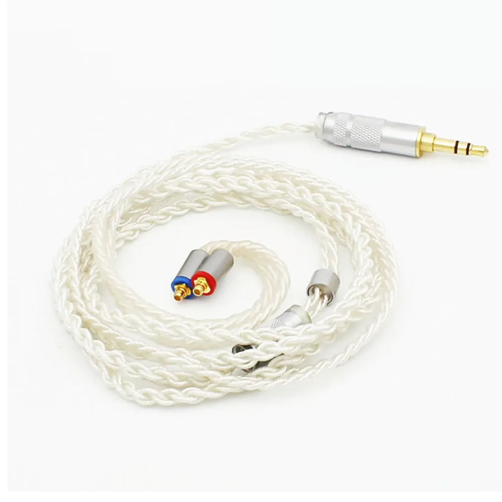 

FENGRU DIY 4 shares 72 cores 1.2M Single crystal copper silver plate MMCX Upgrade cable For Shure pin series (535/215 etc.)