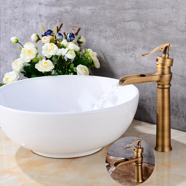 Basin Faucets Antique Br Waterfall Bathroom Vessel Sink Faucet Basin Faucets Antique Br Waterfall Bathroom Vessel Sink Faucet Single Handle Hole Deck Wash Mixer Water