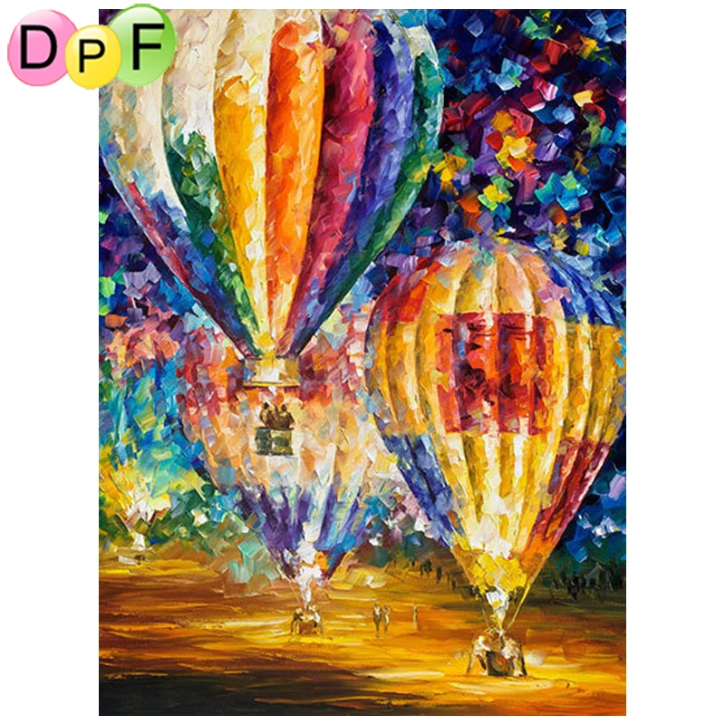 

DPF Full round of Rhinestone Balloon scenery Diamond Embroidery cross stitch diy diamond mosaic painting home Decor painting