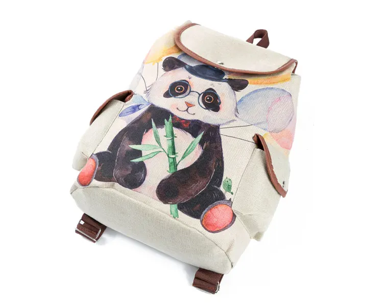 Miyahouse милые льняные рюкзаки с принтом животных для девочек-подростков с милой пандой, школьный рюкзак, Женская Повседневная красочная Дорожная сумка на плечо