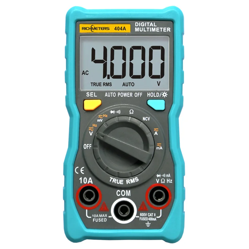 RICHMETERS 404A Digital Multimeter Auto-Ranging True-RMS intelligent NCV 4000 Counts AC/DC Voltage Current 40M Ohm - Цвет: 404A STANDARD