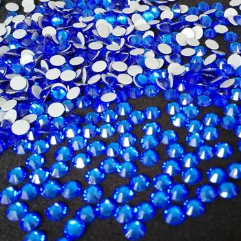 

wedding dress hot fix rhinestone .ss16 sapphire color with 1440 pcs each high quality 14 cutting face crystal hot fix