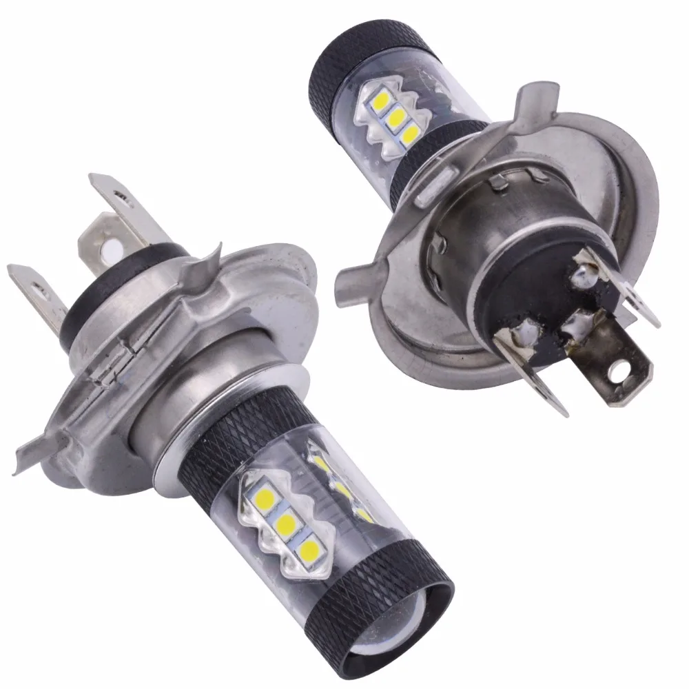 2Pcs 80W H4 LED Bulb 16 SMD Car Fog Light DC 12V White Headlight DRL