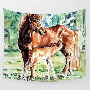 

Hot sale fashion cute horse moon lake sunshine pattern wall hanging tapestry home decoration wall tapestry tapiz pared