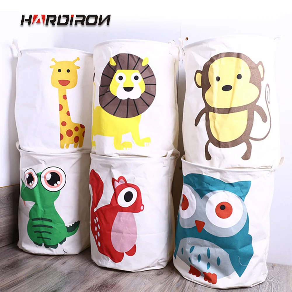 HARDIRON 40x50 سنتيمتر كبيرة الكرتون نمط المحمولة سلة الغسيل الأسرة لعبة القذرة الملابس للطي سلة التخزين