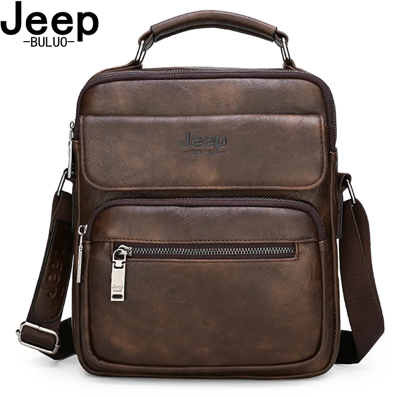  JEEP BULUO Brand Man Split Leather Crossbody Shoulder Messenger Bag For iPad Big Size Men's Handbag - 33040248654
