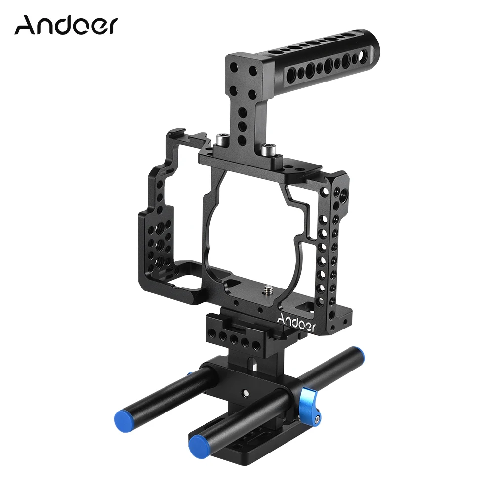 Andoer алюминиевый сплав камера клетка+ верхняя ручка+ стержень комплект базовой плиты Видео решений стабилизатор системы для sony A7/A7R/A7S камера