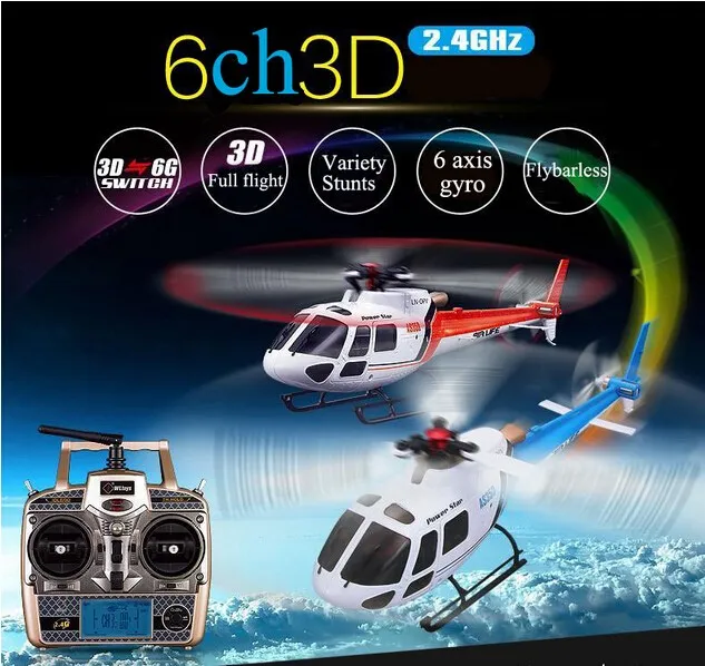 Wltoys V931 6CH Brushless Motor Flybarless with 3 Axis Gyro 3 Blade AS350 Scale remote control rc Helicopter