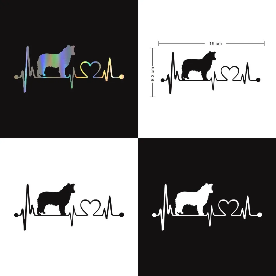 Border Collie Dog Heartbeat Decal Stickers Car Cover Scratches Decorative Accessories Car Styling Car Vinyl Stickers 198.3CM  (2)