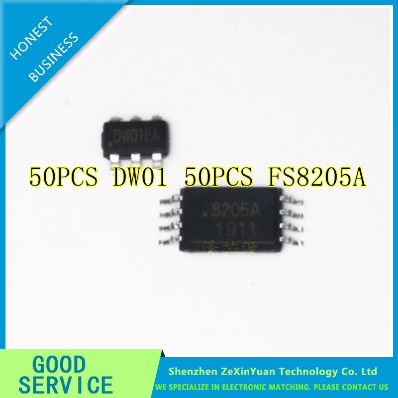 100 шт./лот Новый (50 шт. DW01 + 50 FS8205A) 8205A защитный чип для литиевой батареи DW01A DW01B