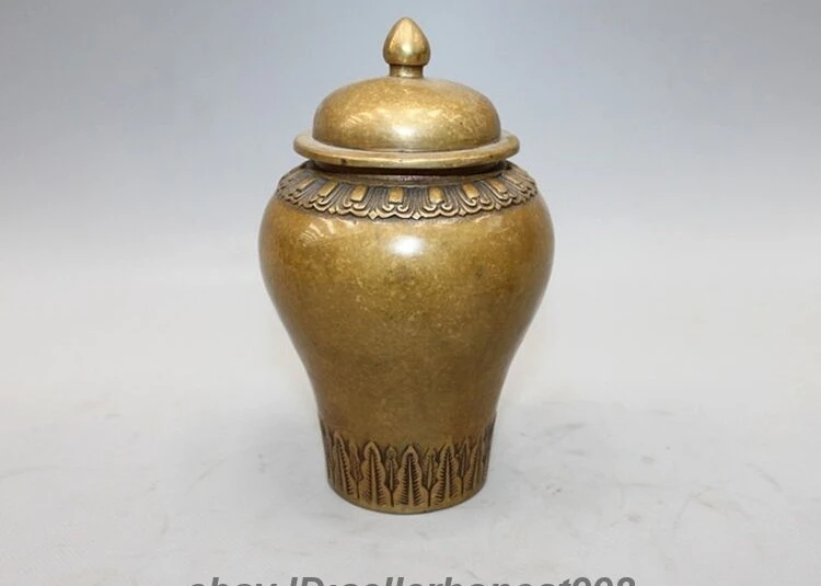 6.69&quot Chinese craftwork Refined Bronze Copper Tea caddy Vase Pot Crock | Дом и сад