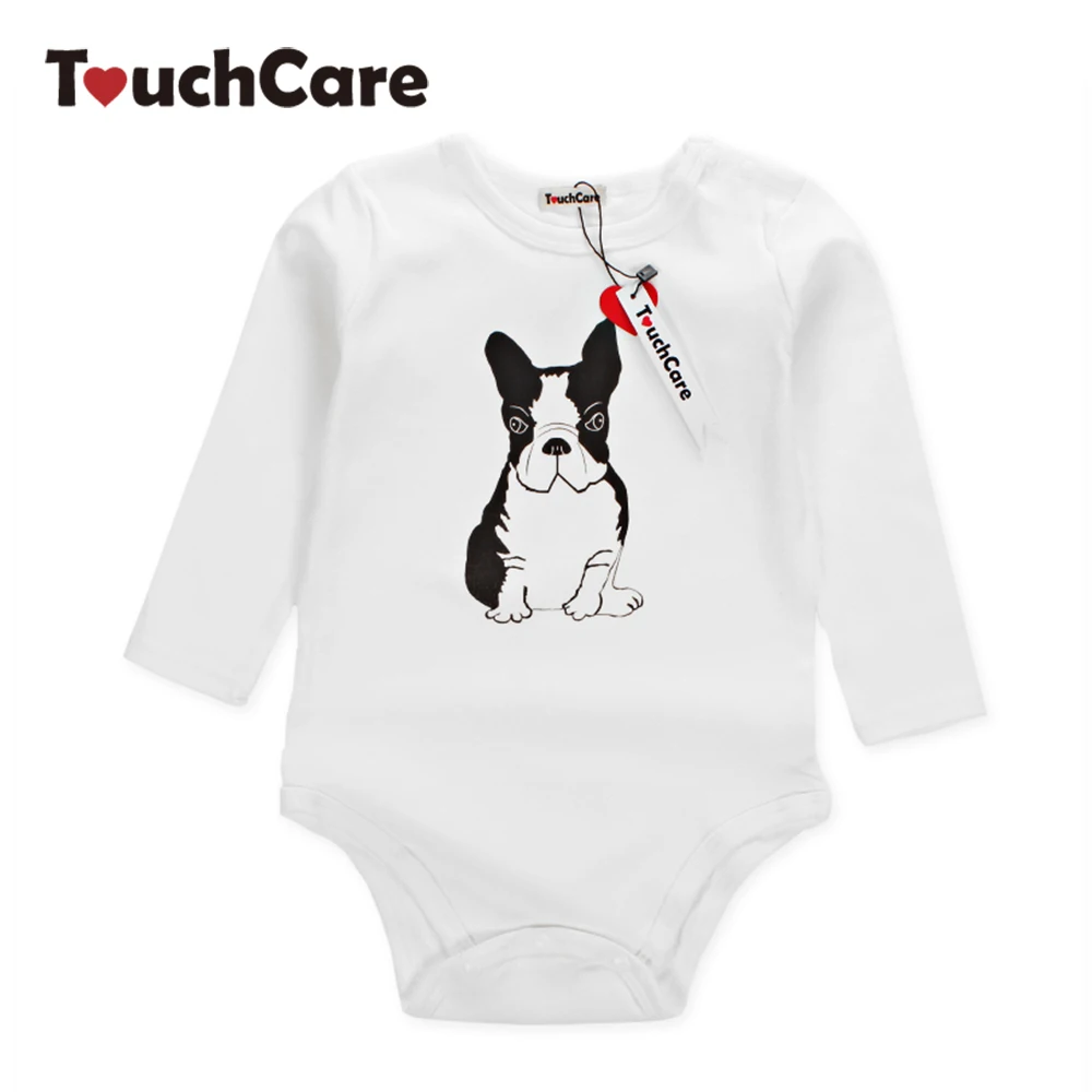 

Infant Cute Cartoon Animal Bulldog Printed Baby Boys Girls Rompers Newborn Soft Cotton Kids Jumpsuit Long Sleeve Toddler Clothes
