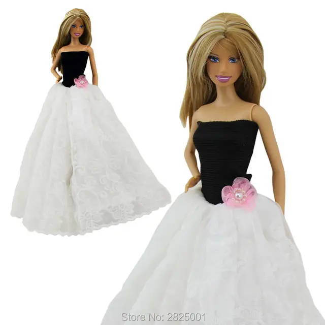 Beautiful White Dress Wedding Evening Dinner Party Gown Princess Beautiful White Dress Wedding Evening Dinner Party Gown Princess Flower Clothes For Barbie Doll Play House
