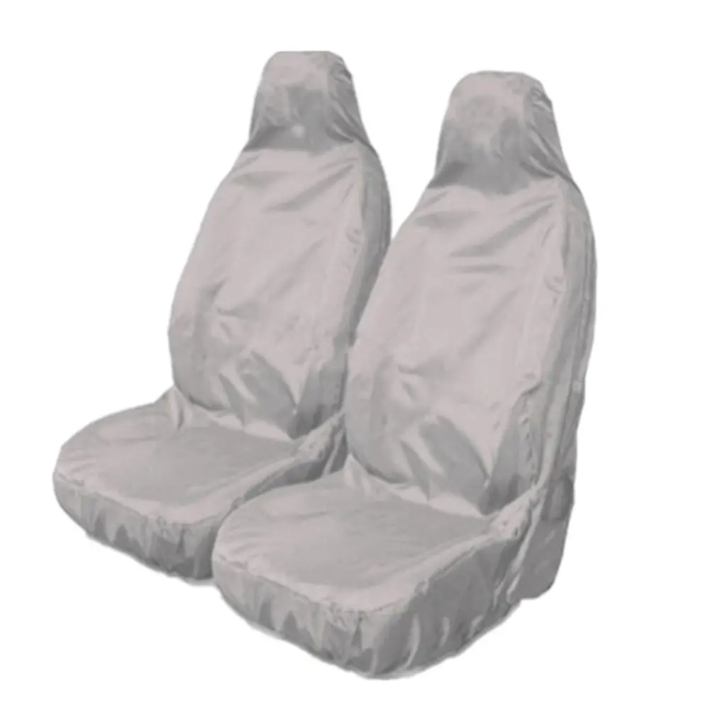 2pcs Universal Car Nylon Heavy Duty Waterproof Grey Front Seat Covers