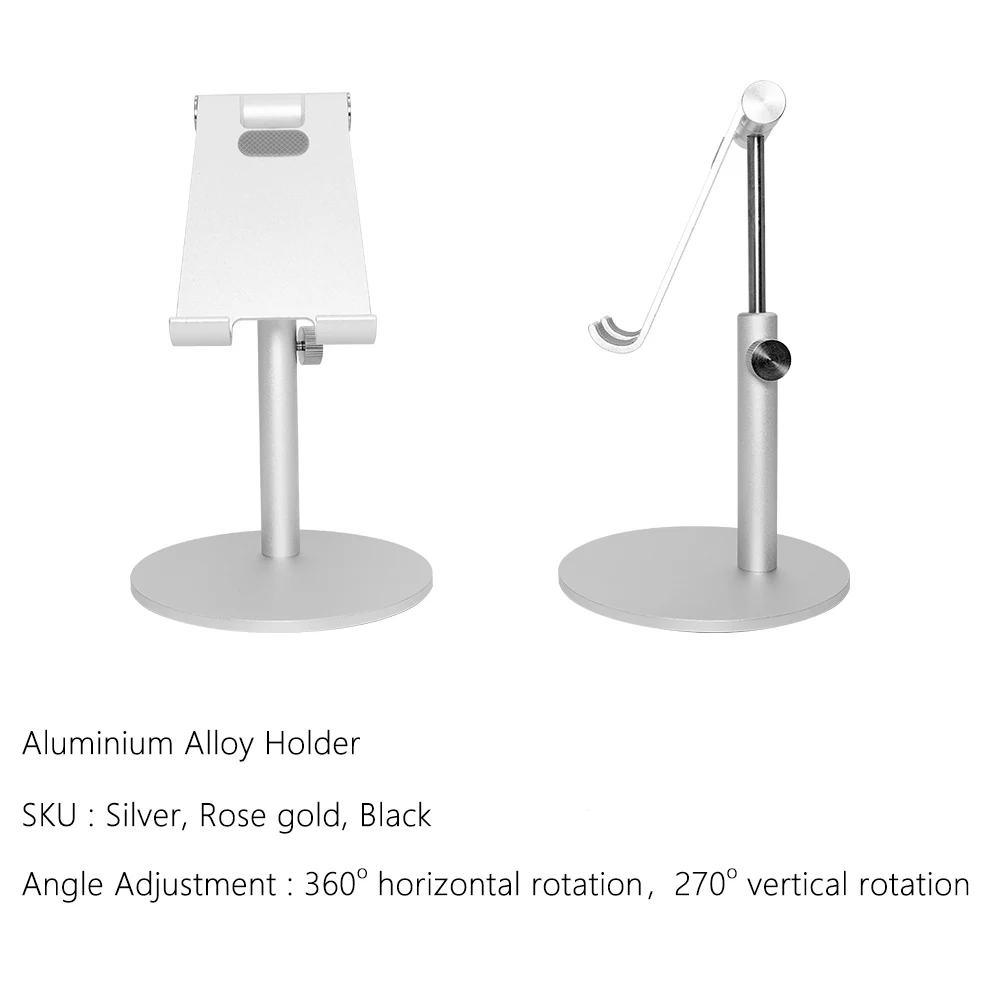 Полностью алюминиевый масштабируемый Настольный держатель для мобильного телефона планшета вращение на 360 ° и регулируемая по высоте подставка для смартфона iPhone iPad
