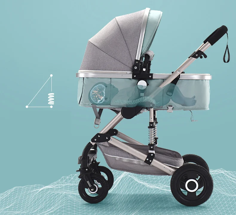 Детская коляска 3 в 1 для новорожденных, детская коляска с высоким пейзажем, четыре сезона, детская коляска, амортизирующая складная детская коляска