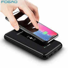 Fdgao Беспроводное зарядное устройство Power Bank 20000 мАч для iPhone XS Max X 8 Plus Samsung S8 S9 Note 9 Xiaomi Qi Беспроводная подставка для быстрой зарядки с покрытием