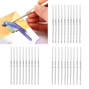 

10Pcs/Bag Miniature Detail Paint Brushes With White Handle Nylon Hair DIY Art Oil Acrylic Watercolor Drawing Tool