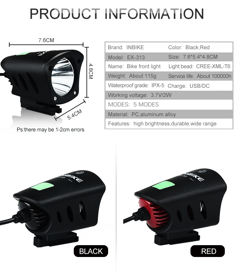 Best INBIKE Bike Accessories Bike Light Bike Headlights USB Rechargable Safety Night Riding  Bicycle Light Waterproof MTB bicicleta 12