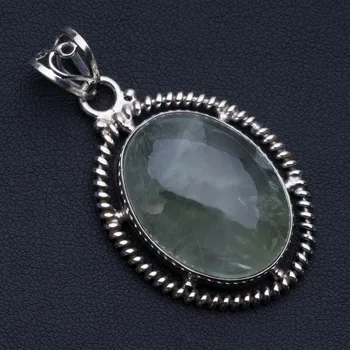 

Natural Prehnite 925 Sterling Silver Pendant 2" P0506