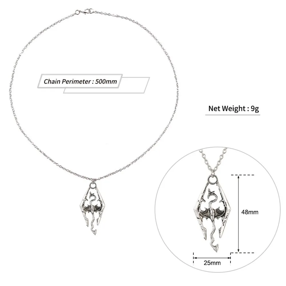 Лидер продаж, ожерелье с кулоном Skyrim Colar Elder Scrolls, подвеска в виде динозавра, дракона, антиго, винтажное ожерелье для мужчин/женщин, модное ювелирное изделие