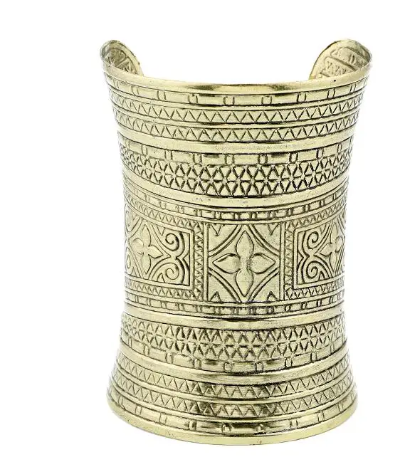 Dayoff, богемный этнический винтажный Тибетский позолоченный браслет с серебряным покрытием, огромный открытый Браслет-манжета с цветочным узором, индийские женские ювелирные изделия B11 - Окраска металла: gold