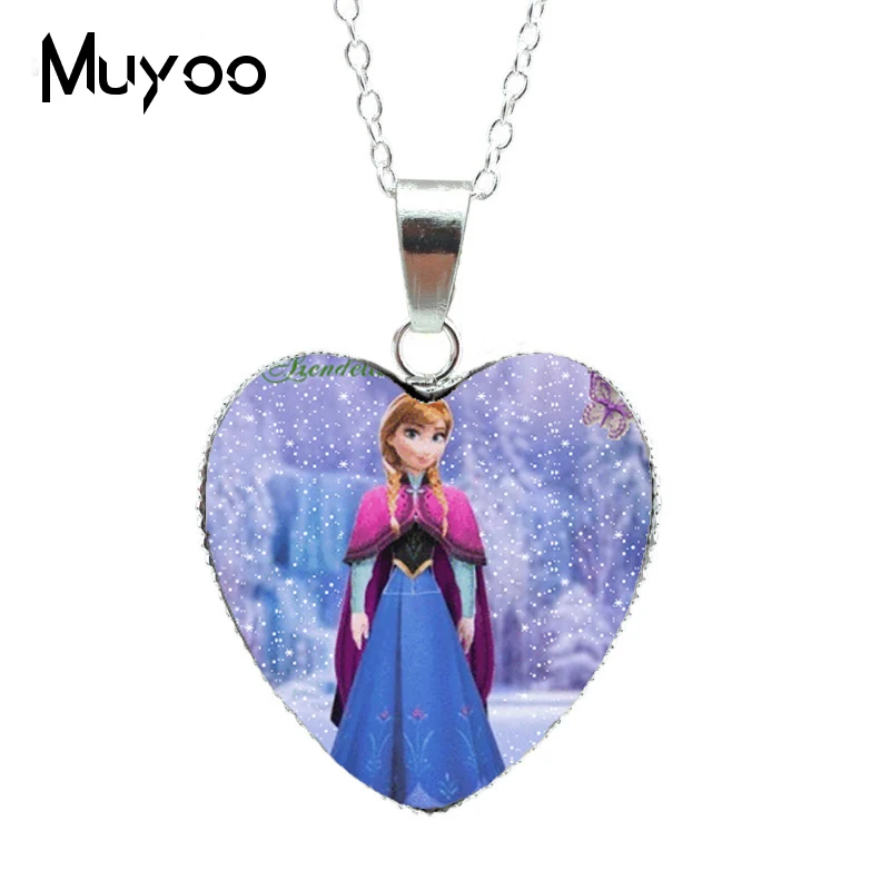 Новая модная красивая серебряная подвеска в виде сердца для принцессы Эльзы, Снежной королевы, ожерелье, ювелирное изделие, подарок для девочки HZ3 - Окраска металла: 9