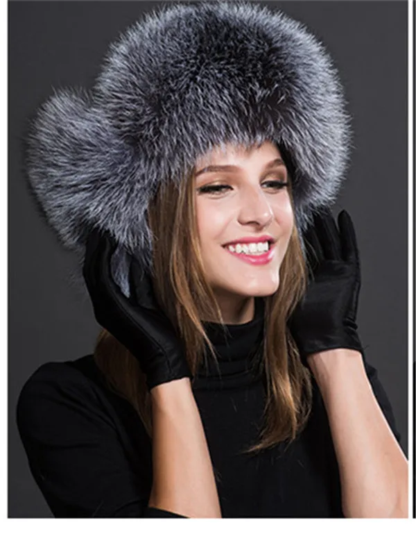 Russia Hot Item Fashion Winter Raccoon&bomber Fox Fur Hat With Ear Flaps For Women Thick and warm Winter Cap mens winter bomber hats Bomber Hats