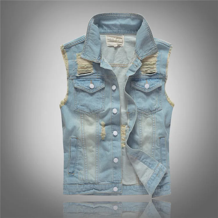 

Brand New Plus Size Sleeveless Denim Jacket Men Washed Jean Vest Oversized Waistcoat men's Fashion Casual Cotton Gilet