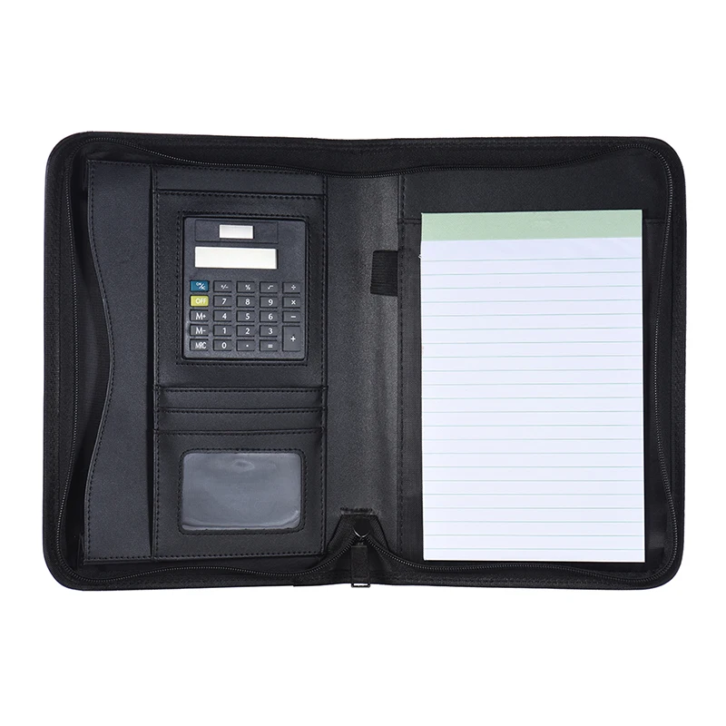 

Multifunctional Professional Business Zippered Padfolio Folder Document Case Organizer Leather A5 PU Portfolio Memo Note Pad
