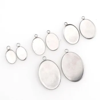 

10Pcs/Lot Stainless Steel Blank Bezel Cabochon Base Setting Charms Pendant Fit Jewelry Making Supplies