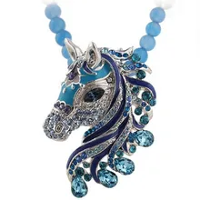 Новая мода в западном стиле стиль Женщины Элегантная подвеска цепь праздничное колье лошадь Стразы ожерелье ювелирные изделия для женщин