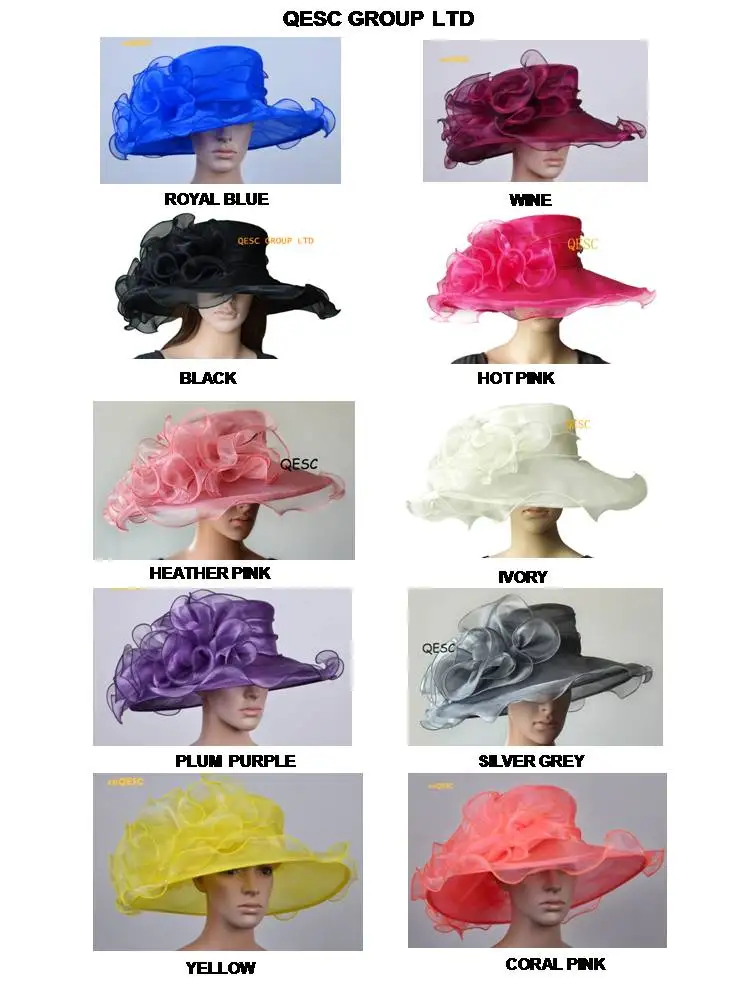 

NEW plum purple silver Wide brim Fashion crystal organza hats church bridal hat for wedding women's hat,races.FREE SHIPPING