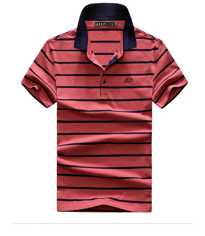 JEEP Brand Men's Polo Shirts Short Sleeve Loose Summer Pinstripe Men Fashion Cotton Man High Quality Smart Casual Straight Tops (7)